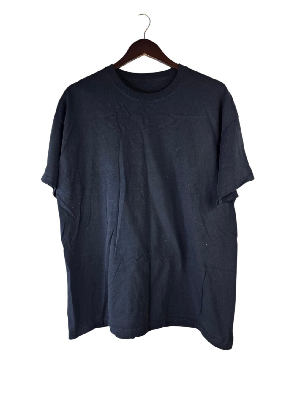Vintage Blank Black T Shirt Mens Large Faded Plain Basic Crew Neck Tee